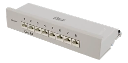 DELTACO Patch Panel, 8xRJ45, Cat6a, montuojamas ant sienos, 10Gbps, Krone terminalai, metalinis, pilkas / PAN-210