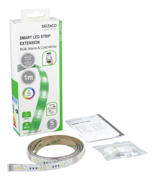 „DELTACO SMART HOME“ LED juostos prailginimas, 1m, RGB, 2700K-6500K, 6 kontaktų, tinka SH-LS3M, baltas SH-LSEX1M