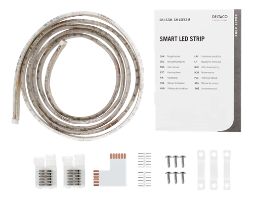 „DELTACO SMART HOME“ LED juostos prailginimas, 1m, RGB, 2700K-6500K, 6 kontaktų, tinka SH-LS3M, baltas SH-LSEX1M