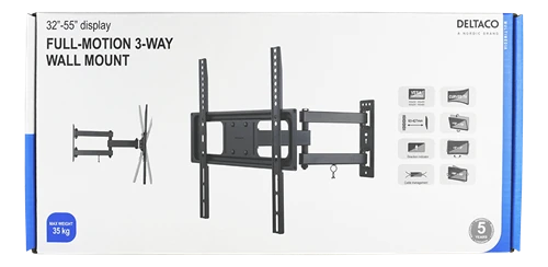 TV laikiklis DELTACO 3 krypčių, 32"-55", 35kg, 200x200-400x400 juodas / ARM-1200