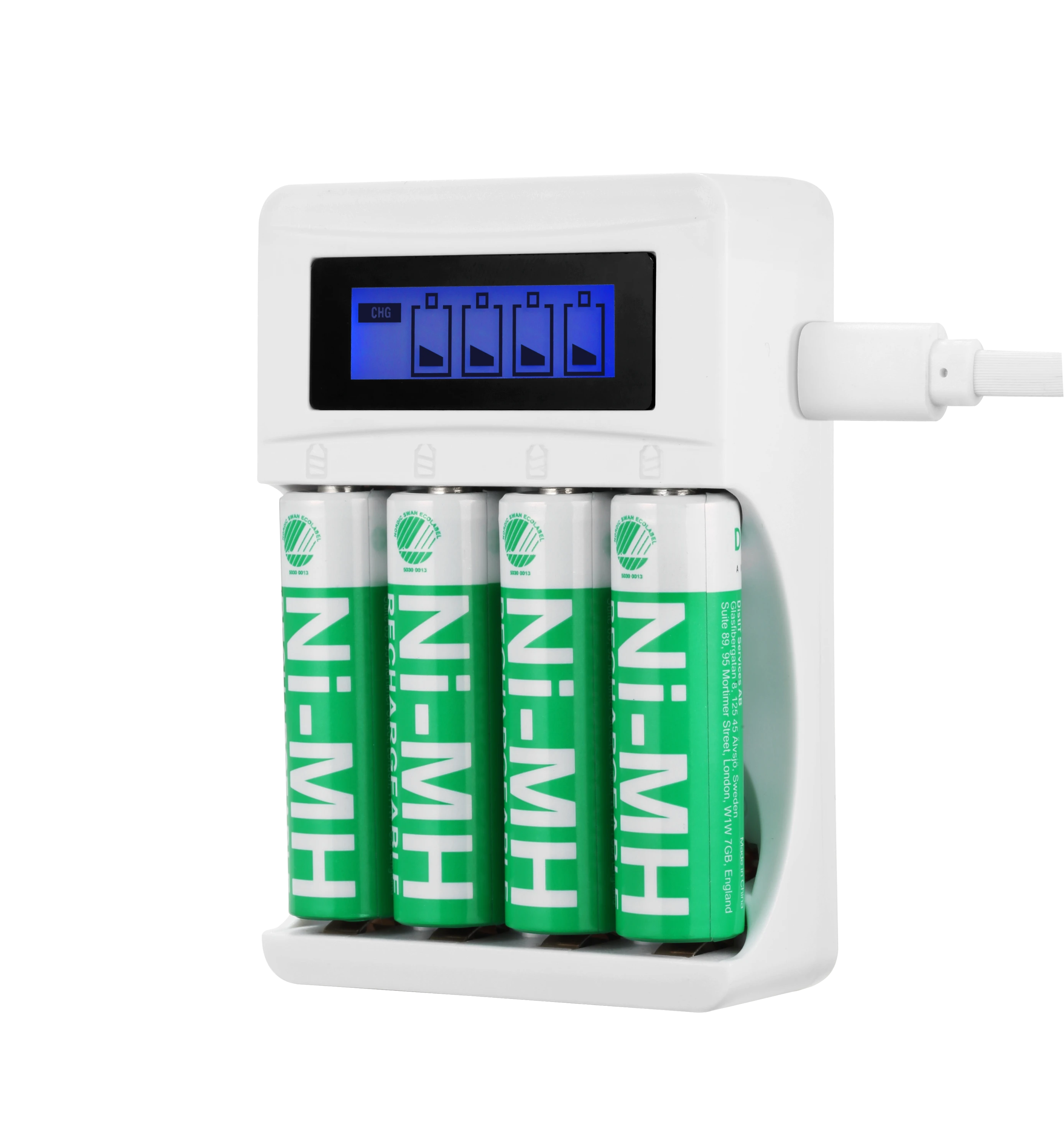 DELTACO Ultimate Ni-Mh USB įkroviklis su 4 x AA baterijomis C704A4-4xAA