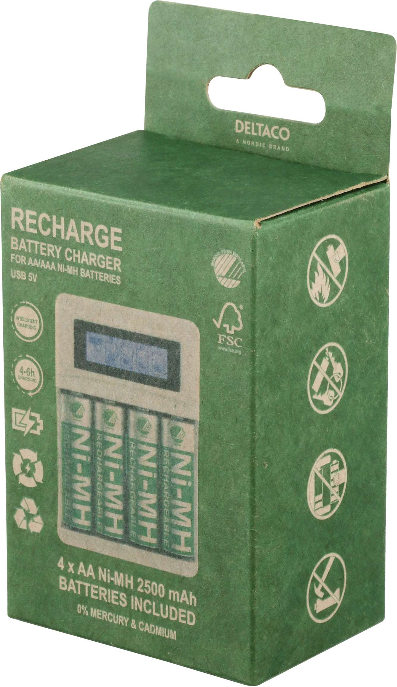 DELTACO Ultimate Ni-Mh USB įkroviklis su 4 x AA baterijomis C704A4-4xAA