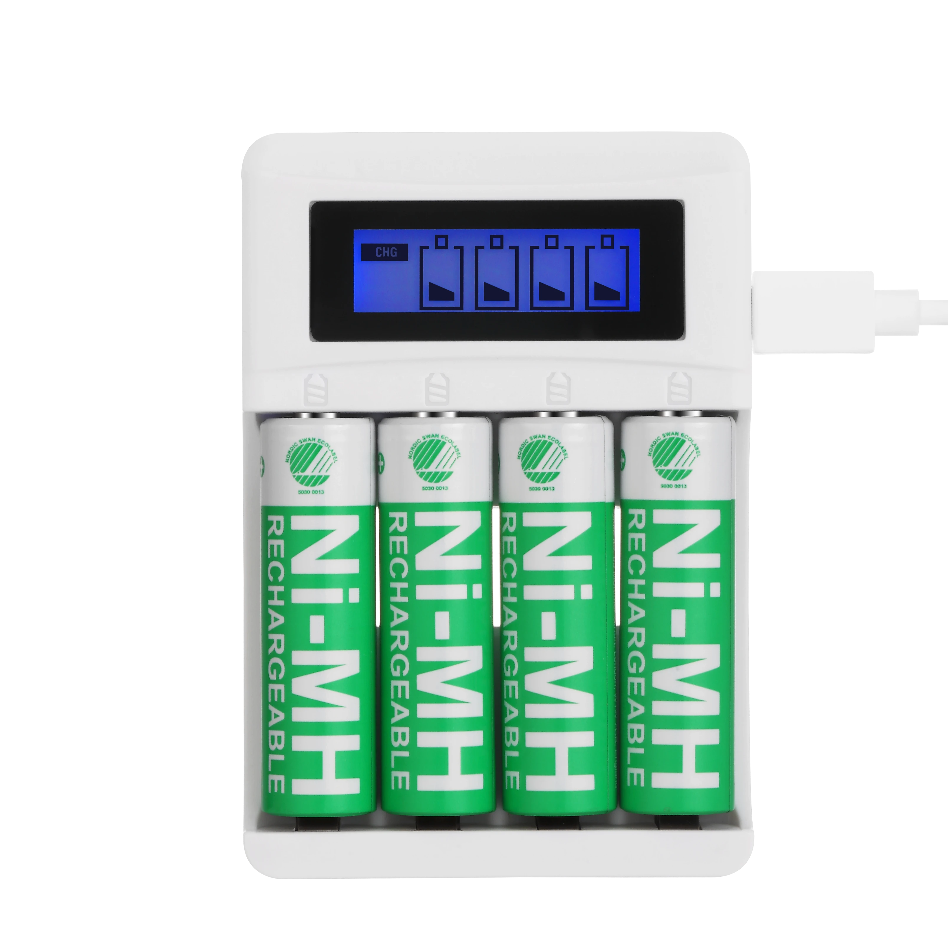 DELTACO Ultimate Ni-Mh USB įkroviklis su 4 x AA baterijomis C704A4-4xAA