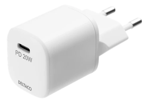 DELTACO USB sieninis įkroviklis, USB-C, PD 20 W, 1 m C - „Žaibas“ USBC-AC141