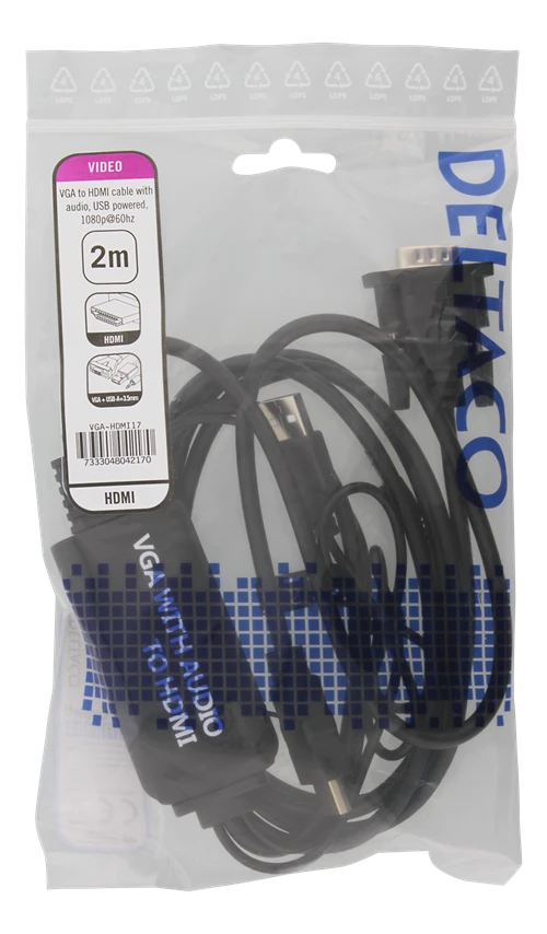 VGA į HDMI adapteris su USB ir 3.5mm jungtimis