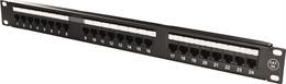Deltacoimp DELTACO 19 "komutacinė panelė, 24xRJ45, Cat6a, UTP, 1U, 10Gbps, metalinė, juoda / PAN-124
