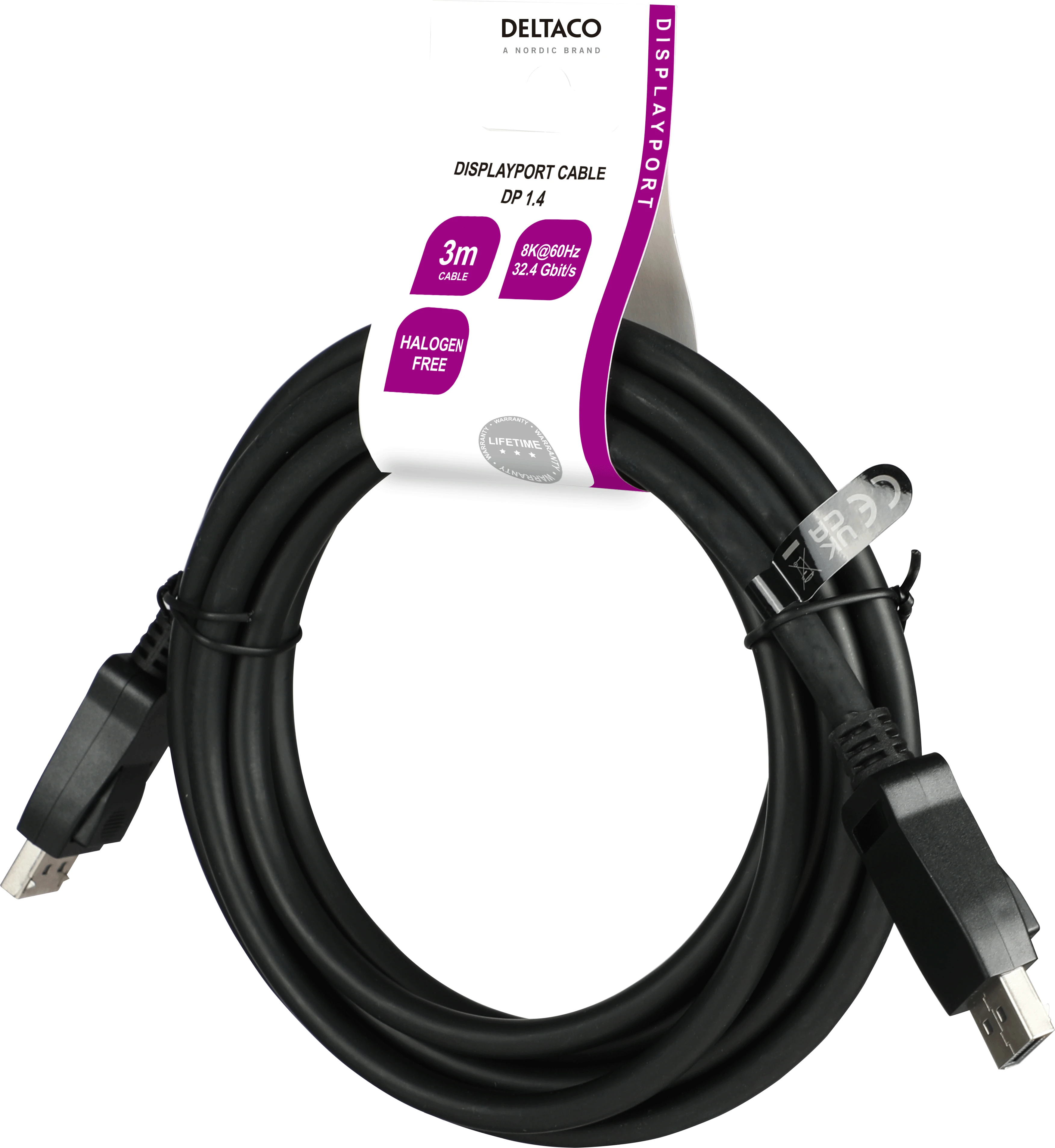 DisplayPort 3m kabelis su informacine etikete