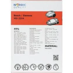 Nordic Home Culture Dulkių maišeliai Nordic Quality MSI2204 Bosch 5vnt+2 filtrai / 358502