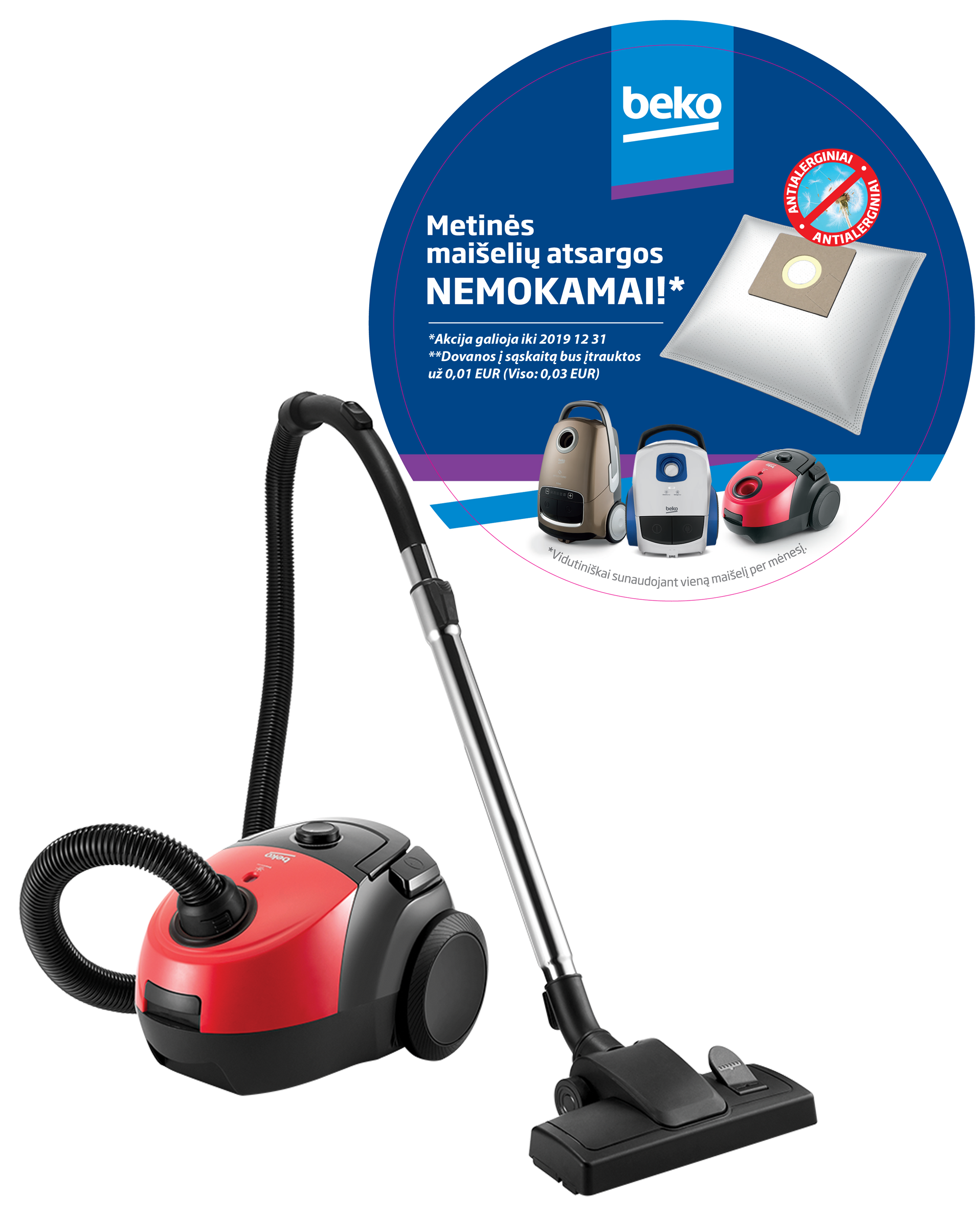 20 Sacchetti Aspirapolvere EVendix Per BEKO VCC 34801 AR - +2 Microfiltri - Compatibili Swirl Y05/Y45