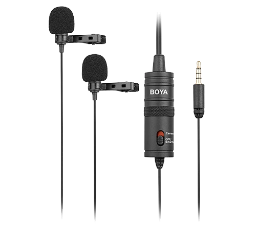 Dvigubas mikrofonas BOYA 3.5mm jungtis, juodas / BY-M1DM / BOYA10002