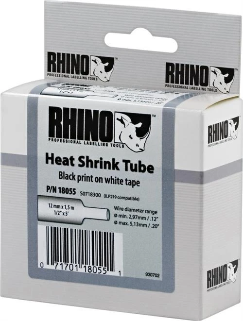 Juostelės etikečių spausdintuvams Dymo RHINO, vinilinė balta, 12mm x 1,5 m