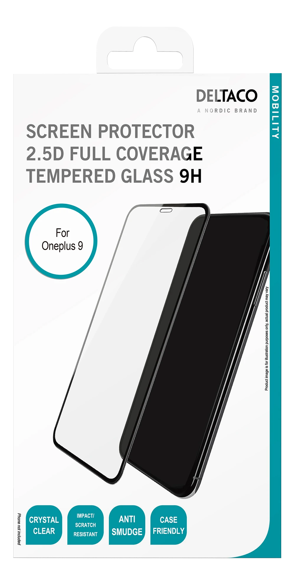 Ekrano apsauga DELTACO skirta OnePlus 9, 2.5D grūdintas stiklas, 9H kietumas / SCRN-OP9