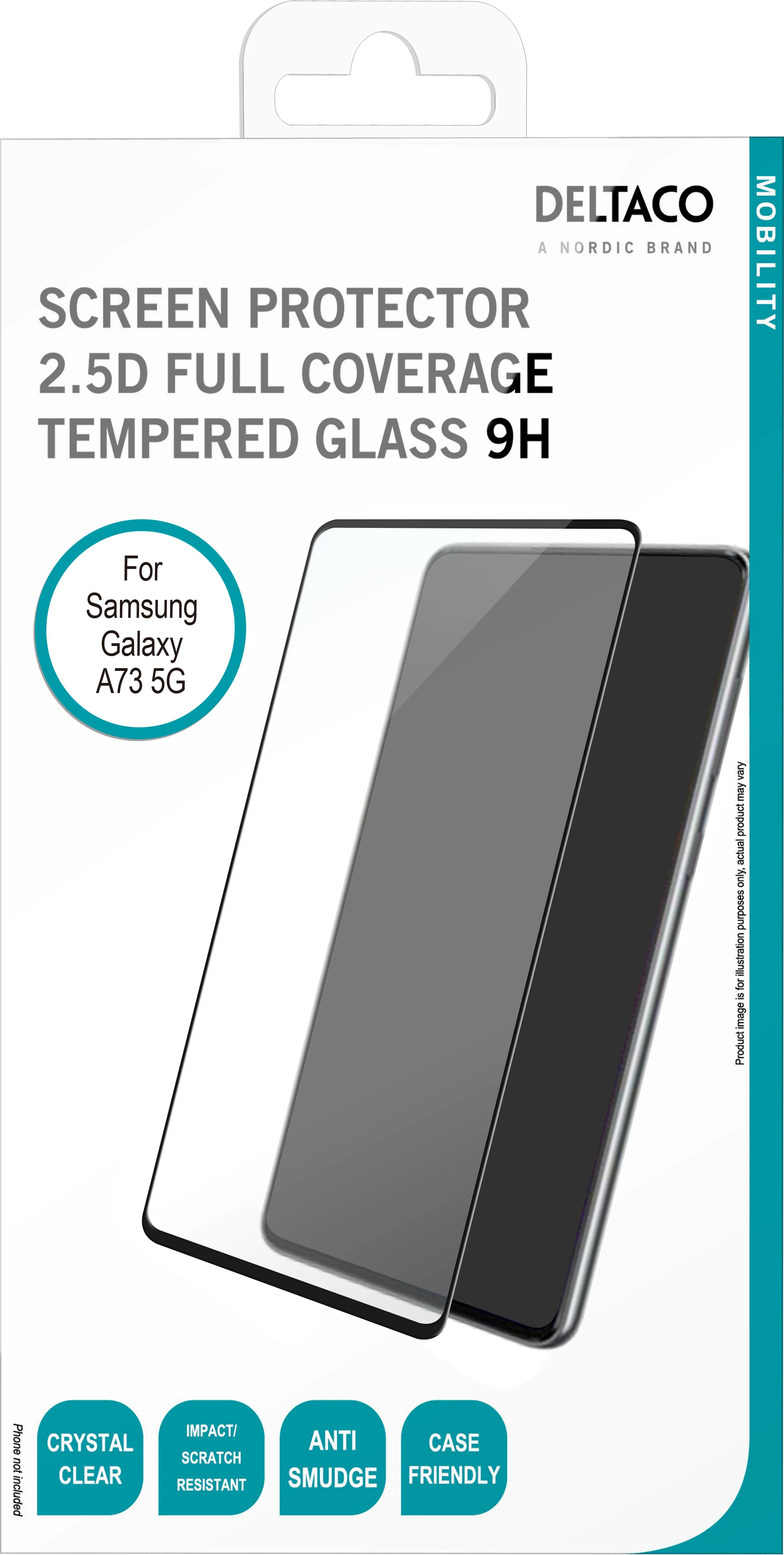 Ekrano apsauga DELTACO skirta Samsung Galaxy A73, 2.5D grūdintas stiklas, 9H kietumas / SCRN-A73
