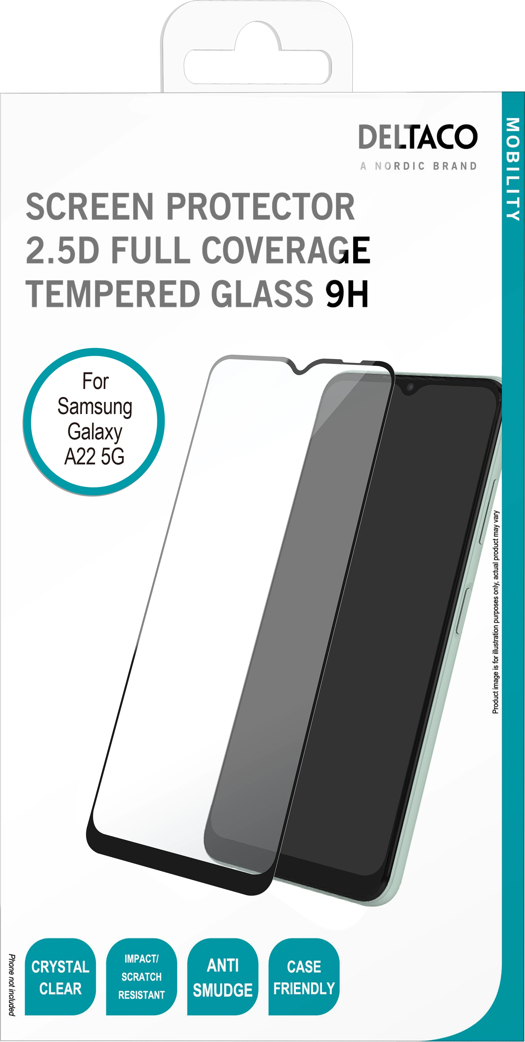 Ekrano apsauga DELTACO skirta Samsung Galaxy A22, 2.5D grūdintas stiklas, 9H kietumas / SCRN-A22