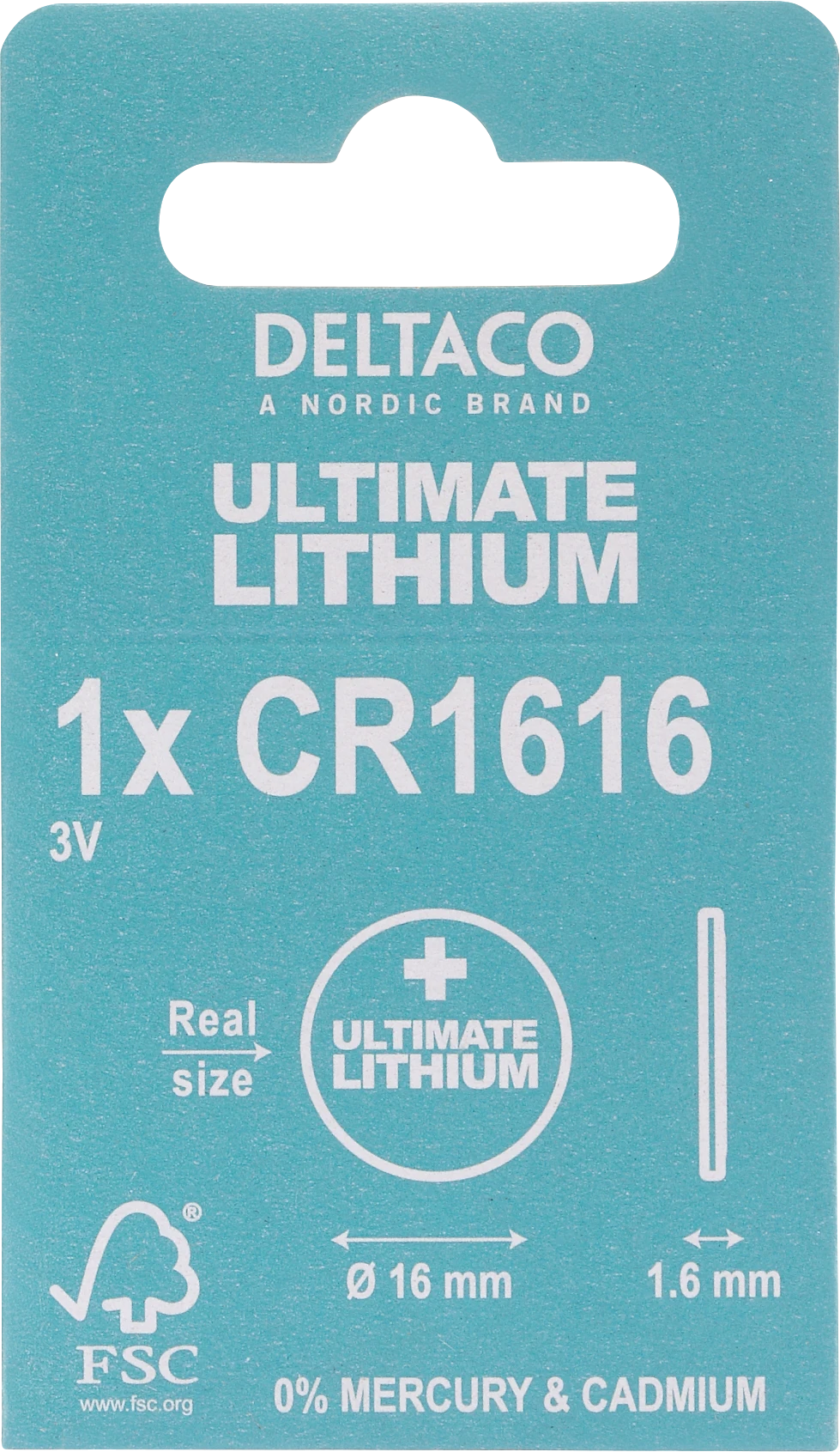 Deltaco CR1616 ličio baterija pakuotėje