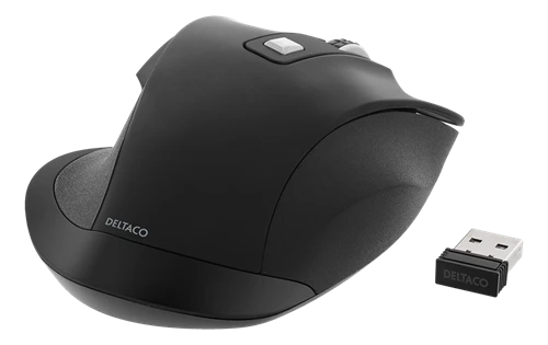 Deltaco Ergoniška pelė DELCO OFFICE tylūs patarimai, bevielė 2.4G, 2400 DPI, juoda / DE-0310