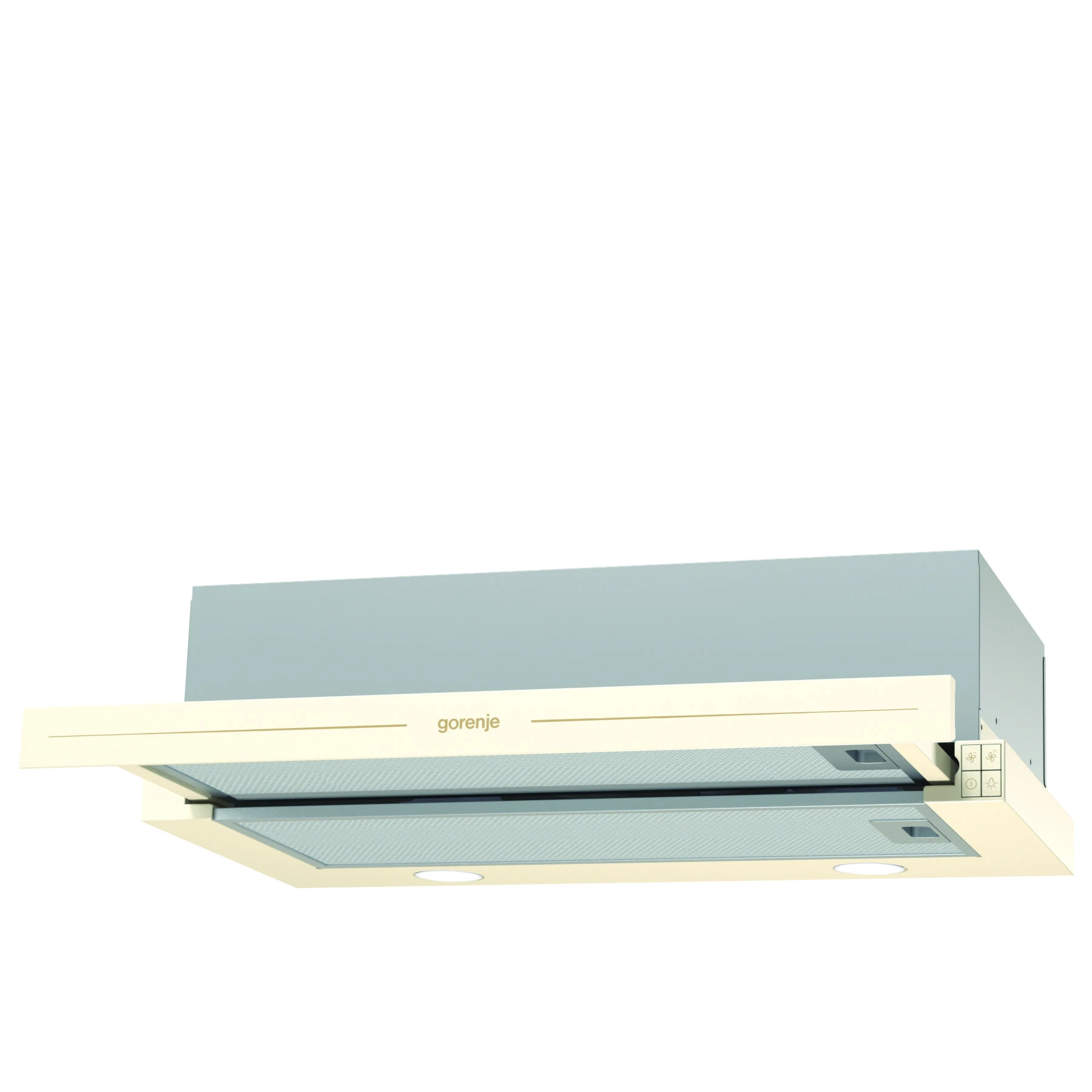 Gartraukis Gorenje | Gaubtas | BHP62CLI | Teleskopinis | C energijos vartojimo efektyvumo klasė | Plotis 60 cm | 435 m³/h | Mechaninis valdymas | LED | Dramblio kaulas