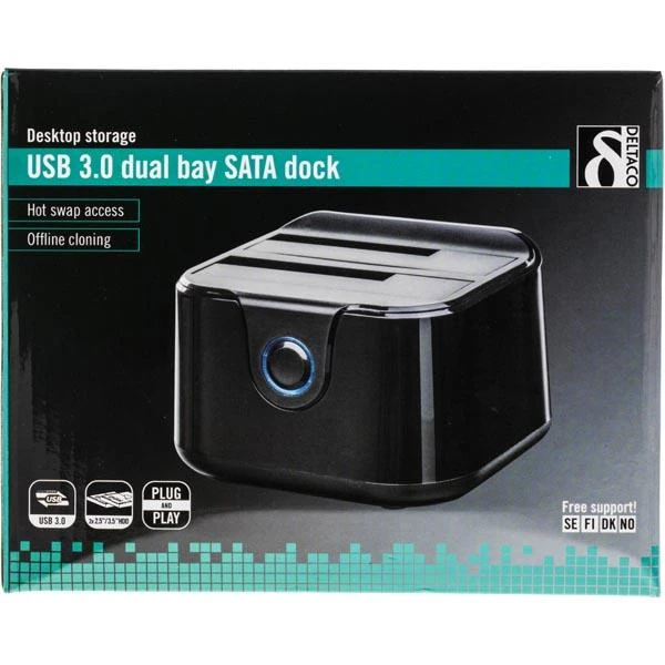 HDD dėžutė DELTACO SATA 2x 2.5" ar 3.5" USB 3.0 / MAP-GD35U3