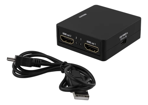 HDMI adapteris DELTACO 1xHDMI, 2XHDMI out, 6.75 Gbit, juodas / HDMI-7050