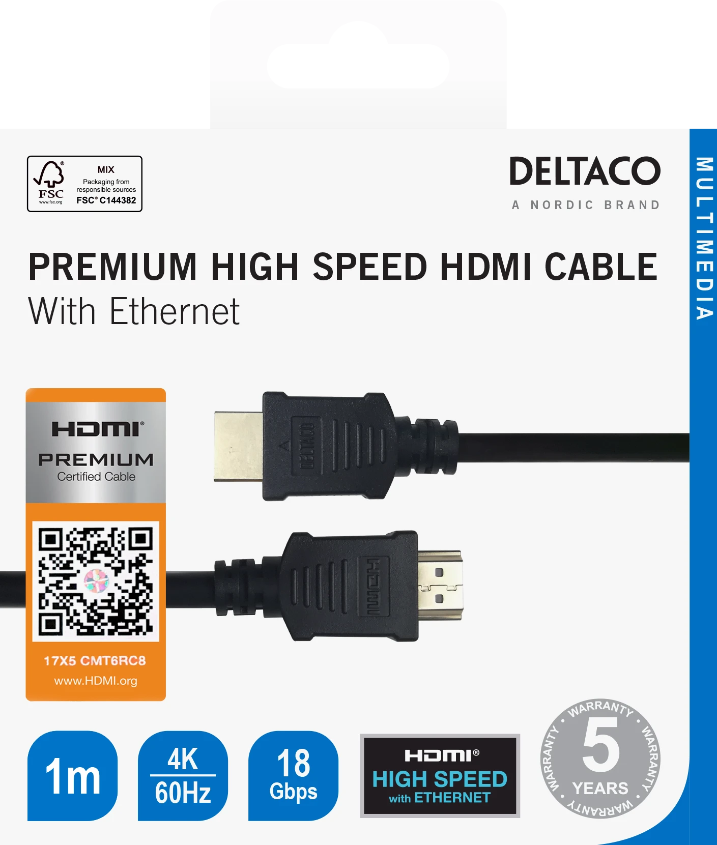 Deltaco HDMI kabelis 1m pakuotės vaizdas