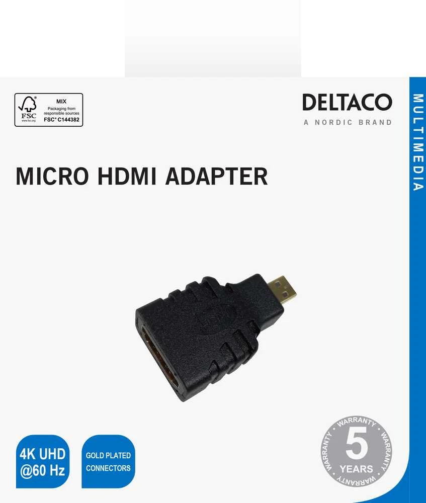 HDMI - micro HDMI adapteris DELTACO 4K UHD 30Hz, juodas / HDMI-24-K / R00100027