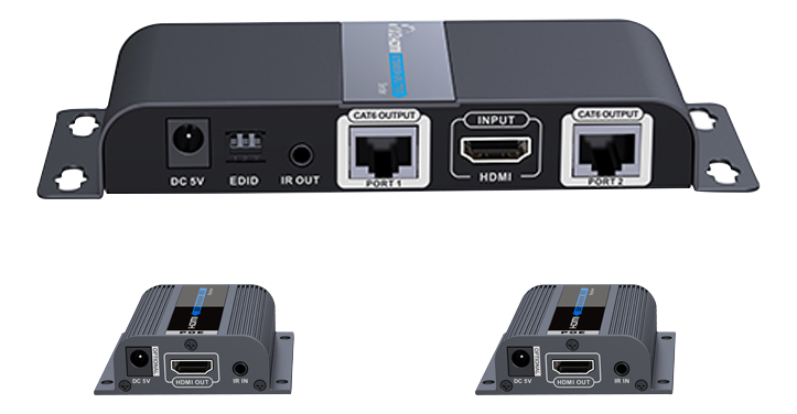 HDMI siųstuvas DELTACOIMP per Ethernet kabelį, 1080p in 60Hz, iki 40m, juodas / HDMI-275