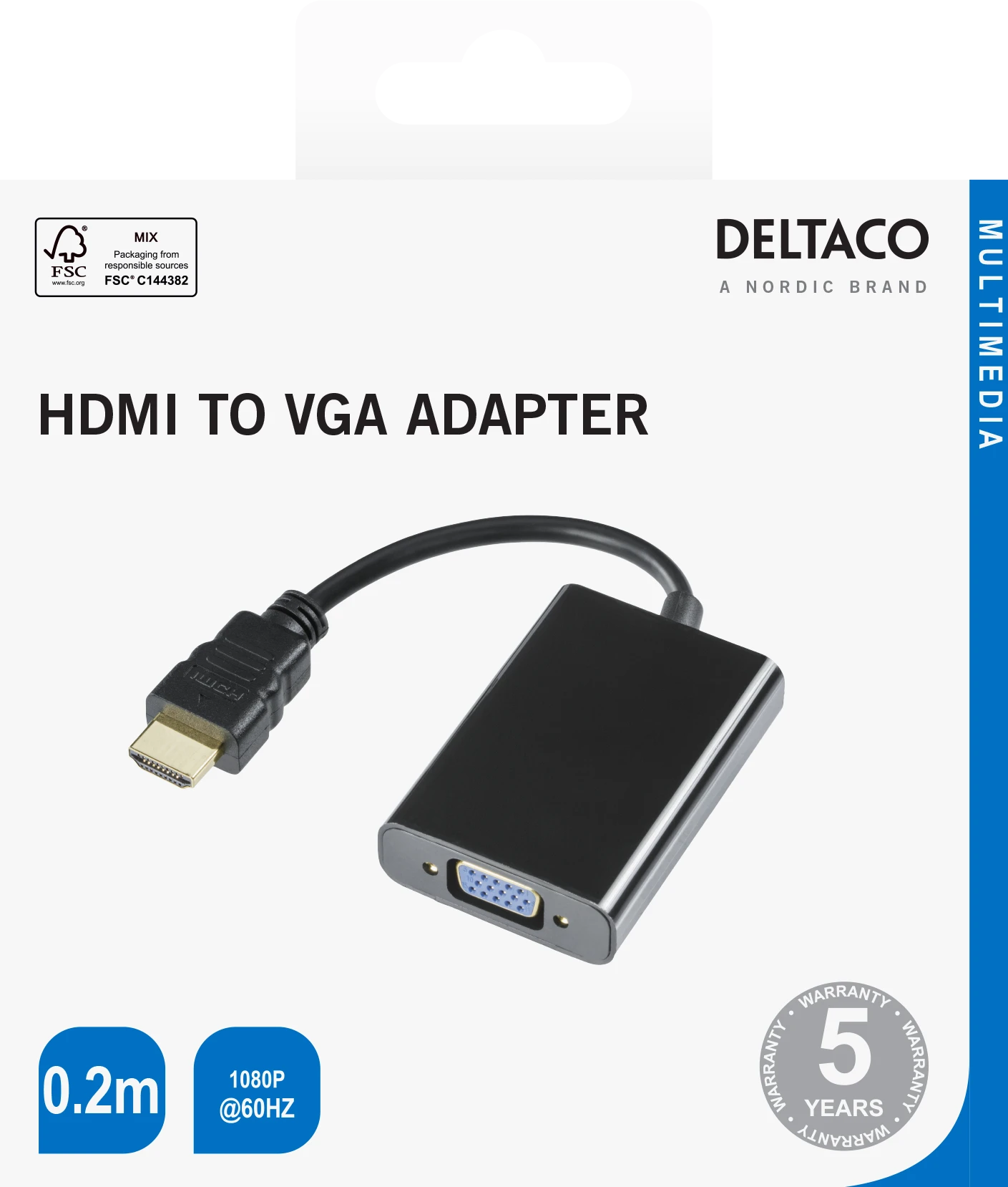Deltaco HDMI į VGA adapteris, 0.2m