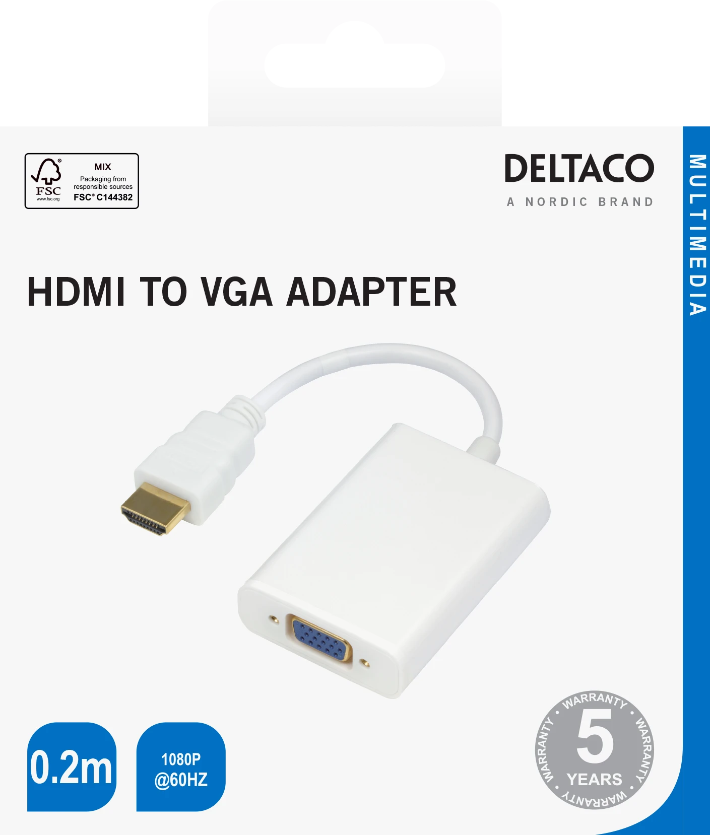 Deltaco HDMI į VGA adapteris su laidu