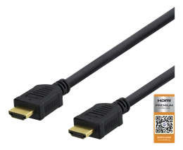 HDMI laidas su auksuotais antgaliais ir QR autentifikacijos etikete