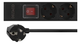 Ilgiklis DELTACO 19 "PDU su 12x CEE 7/4 lizdais, 3500W, maitinimo jungiklis, juoda / GT-8512