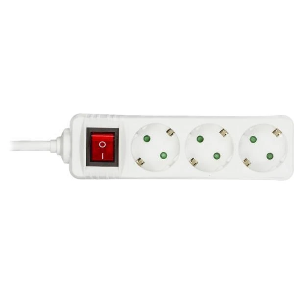 MicroConnect Ilgiklis DELTACO 3 lizdų, 5.0m, su jungikliu, baltas / GT-116D
