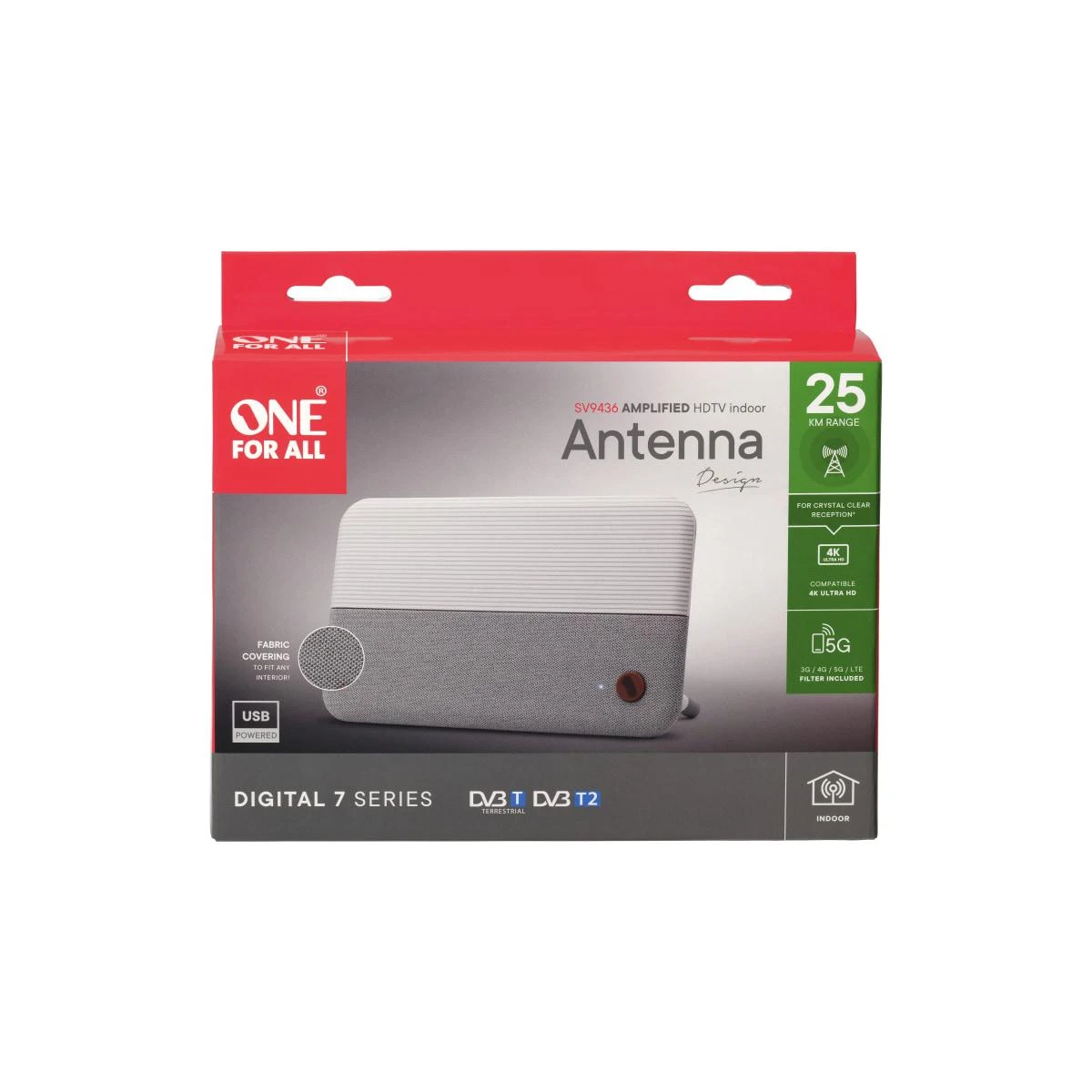Skaitmeninė vidaus antena ONE FOR ALL 4K Ultra HD, 3G/4G/5G filtras / SV9436