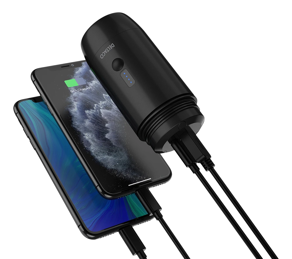 Išorinė baterija DELTACO 15 000 mAh, IP67, USB-A ir C, žibintuvėlis, SOS LED / PB-Q1002