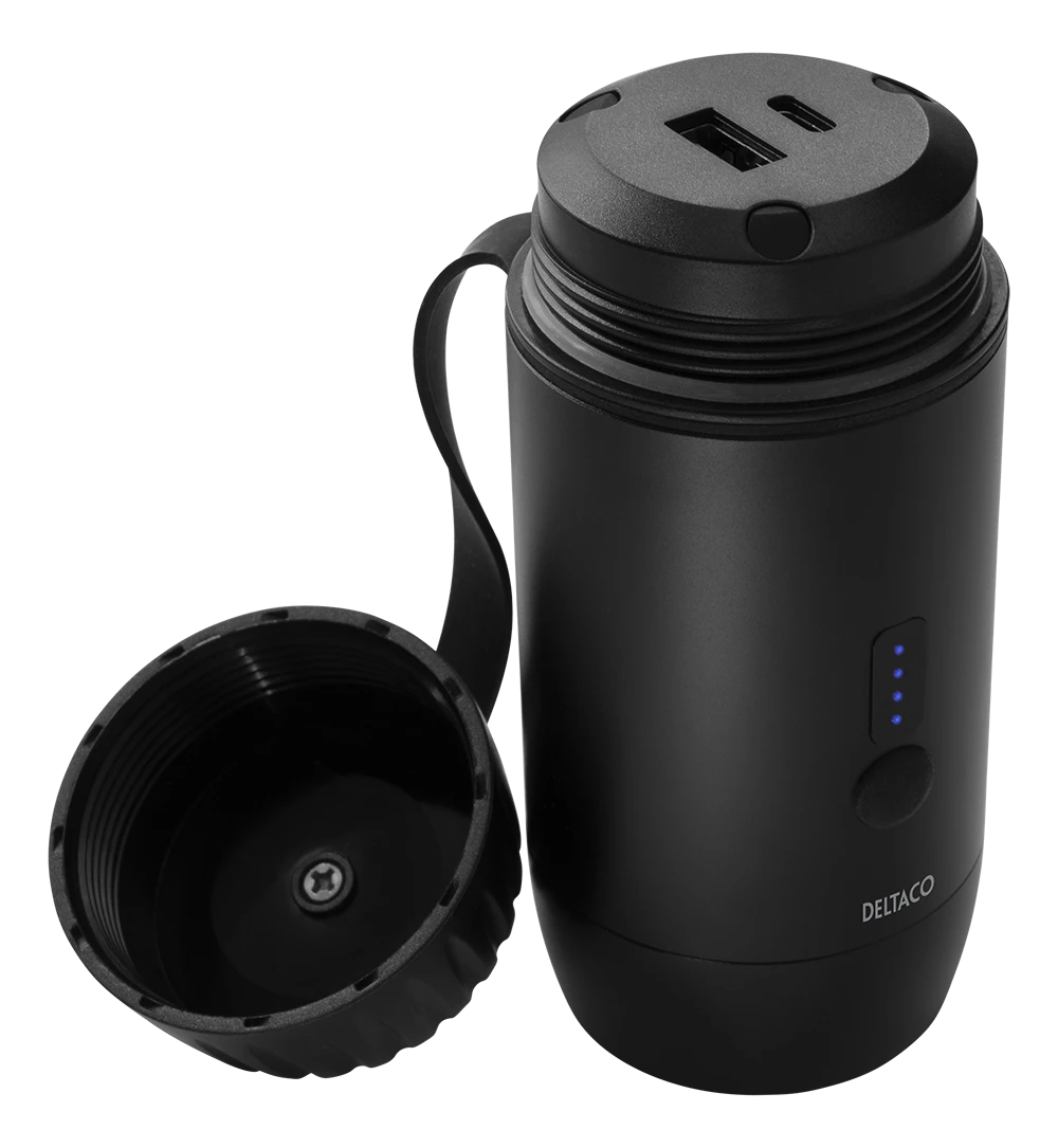 Išorinė baterija DELTACO 15 000 mAh, IP67, USB-A ir C, žibintuvėlis, SOS LED / PB-Q1002
