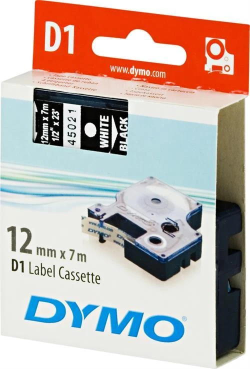 Juostelė DYMO D1 12mm x 7m, vinilinė, balta ant juodo / S0720610 45021