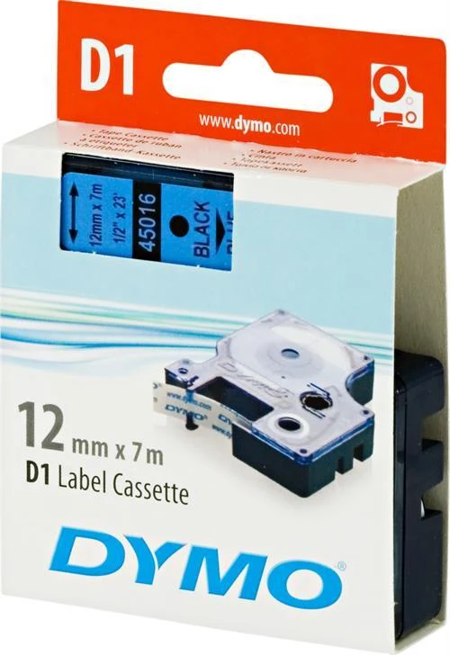 Juostelė DYMO D1 12mm x 7m, Juodai ant Mėlyno