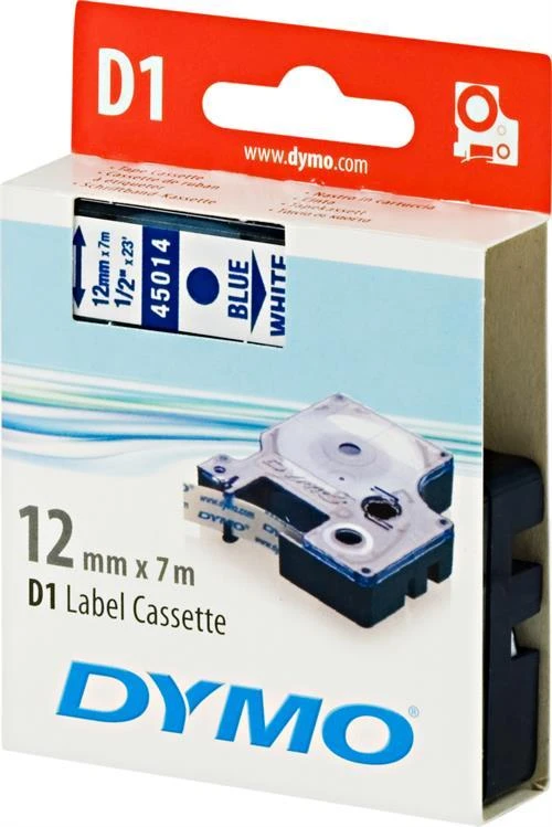 Juostelė DYMO D1 12mm x 7m, vinilinė, mėlyna ant balto / S0720540 45014