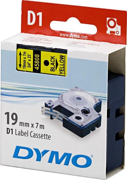Juostelė DYMO D1 19mm x 7m, juoda ant geltono / S0720880 45808