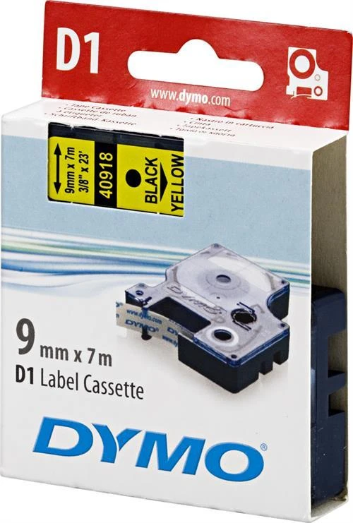 Juostelė DYMO D1 9mm x 7m, juoda ant geltono / S0720730 40918