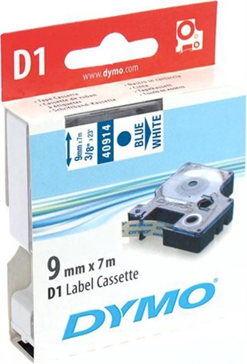 Juostelė DYMO D1 9mm x 7m, mėlyna ant balto / S0720690 40914