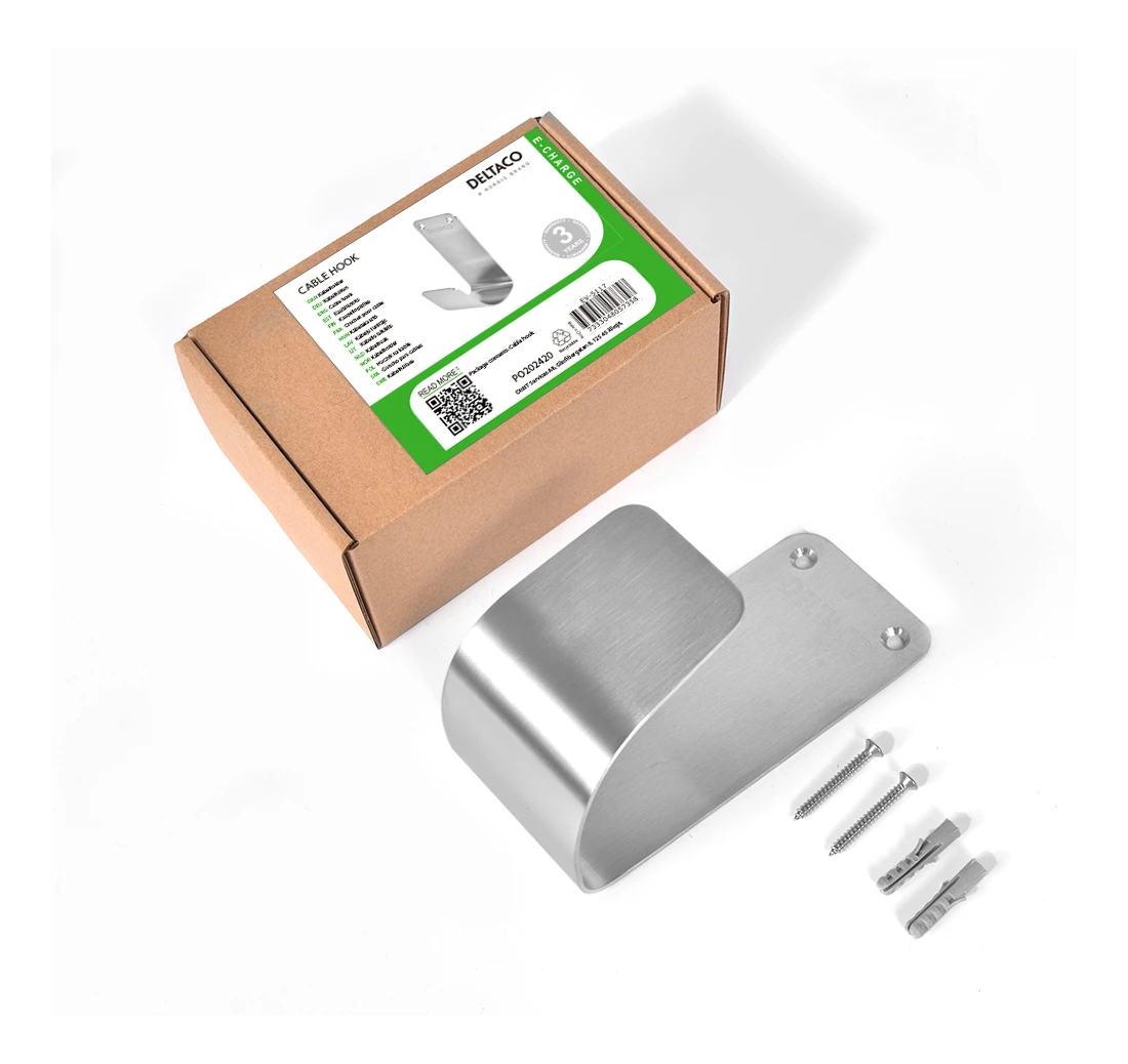 Kabelio laikiklis DELTACO E-CHARGE SS304, poliruoto nerūdijančio plieno / EV-5117