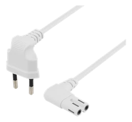 Kabelis DELTACO, 0.5m, CEE 7/16, IEC 60320 C7, Max 250V 2.5A, baltas/ DEL-109BR