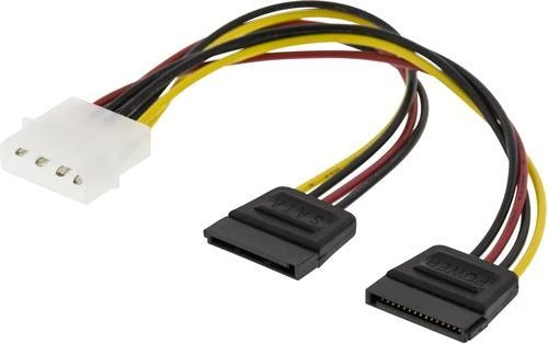 Kabelis DELTACO 4pin, 2x15 pin ATA / SATA-S3