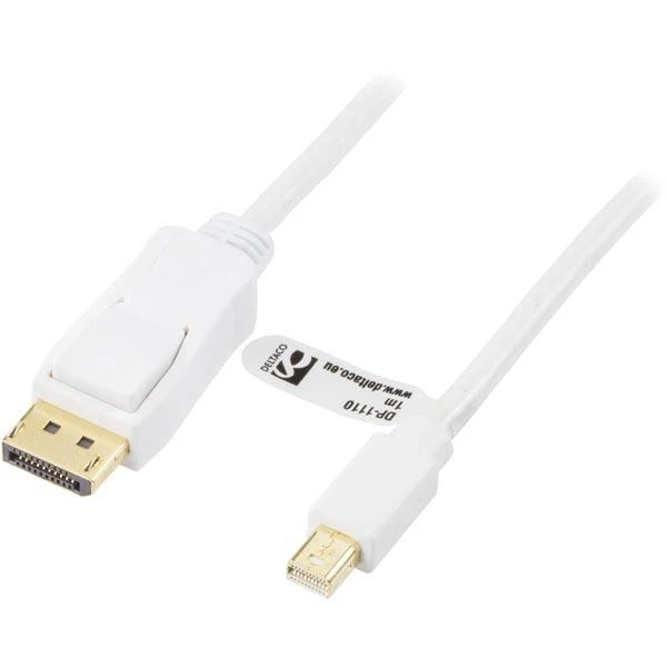 Kabelis DELTACO DisplayPort - Mini DisplayPort, Ultra HD 30Hz, 10,8 Gb/s, 1m, baltas / DP-1110