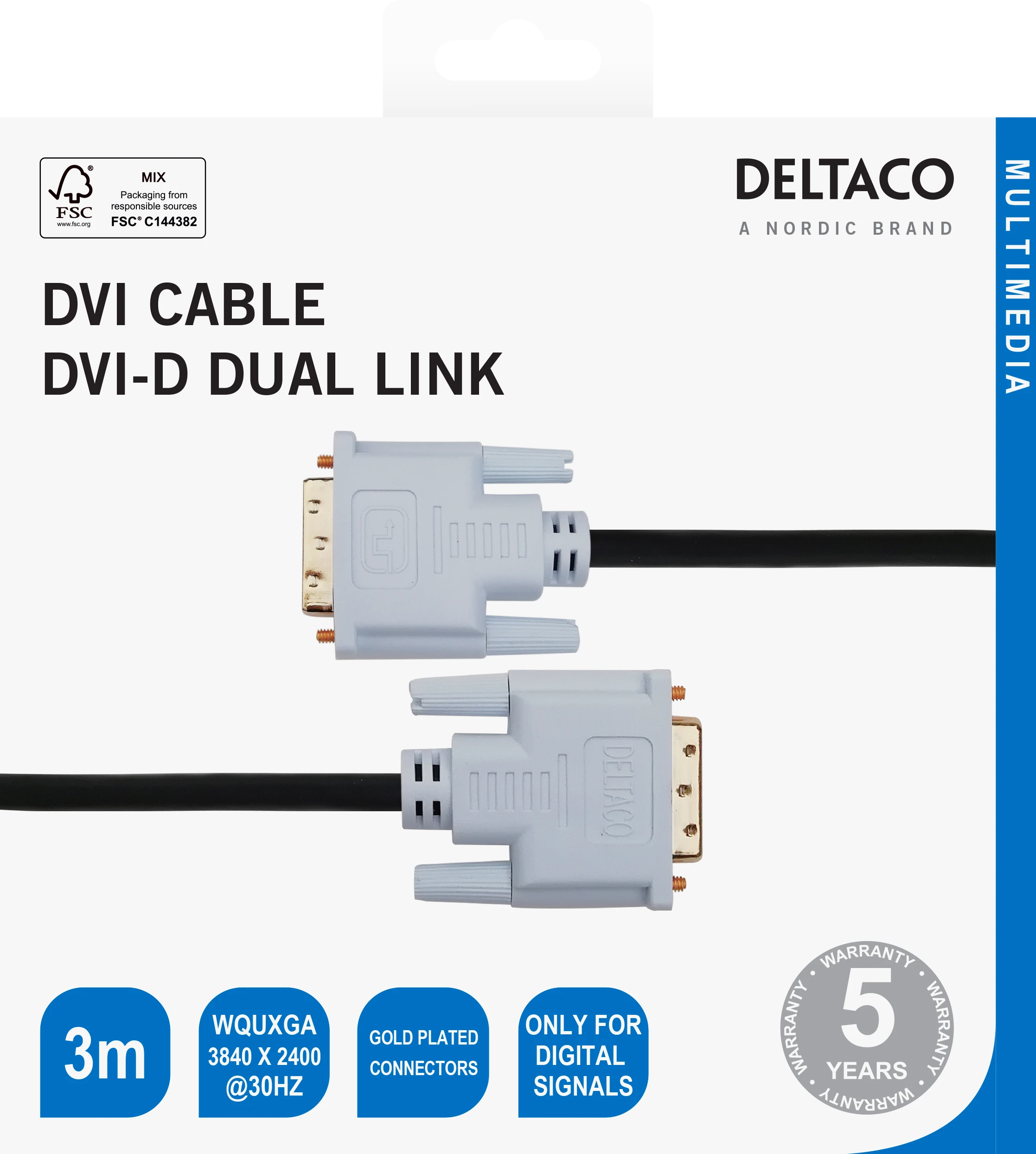 DVI-D Dual Link kabelis su pakuotės informacija