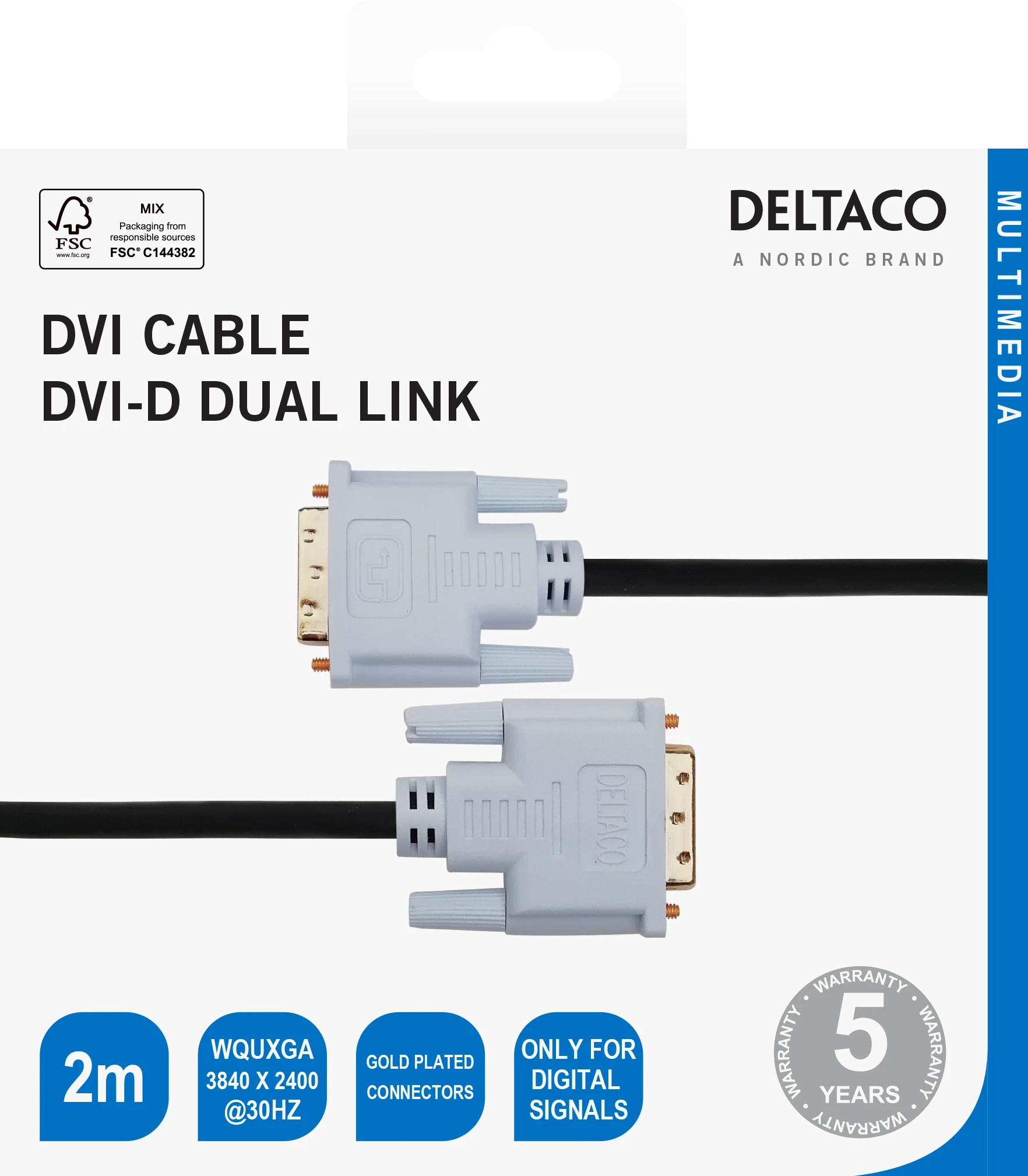 DVI-D Dual Link kabelio pakuotės vizualizacija