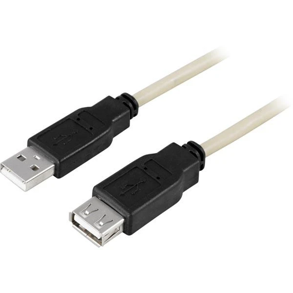 MicroConnect Kabelis DELTACO USB 2.0 ilgintuvas, 5.0m, baltas-juodas / USB2-14
