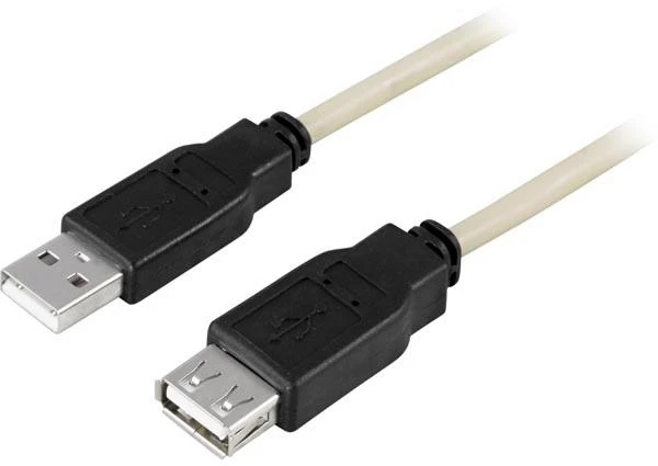 MicroConnect Kabelis DELTACO USB 2.0 ilgintuvas, 5.0m, baltas-juodas / USB2-14