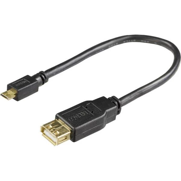 Goobay Kabelis DELTACO USB 2.0 "micro B-AF" OTG, 0.2m, juodas / USB-73-K