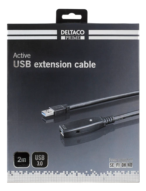 Kabelis DELTACO USB 3.0, 2m, juodas / USB3-1000